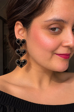 Black Heart Drop Earrings