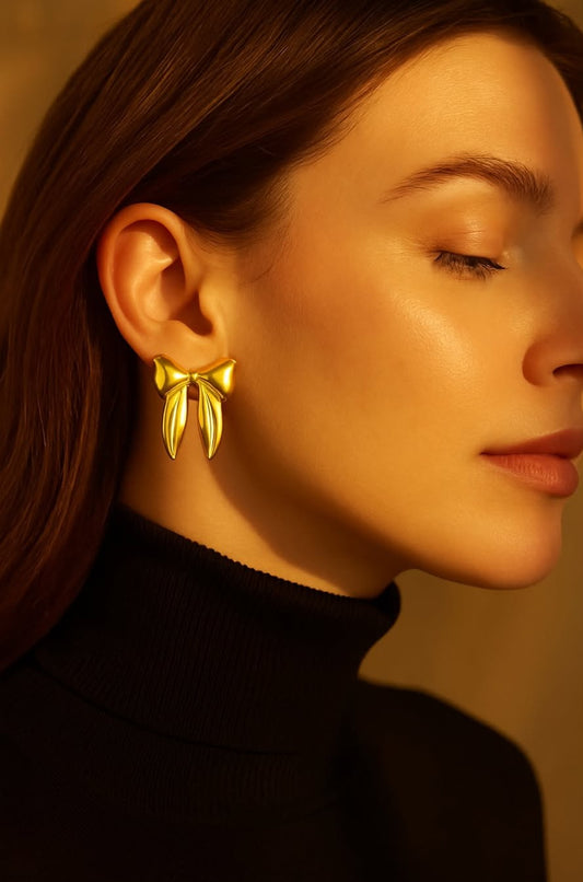 Gold Bow Earrings