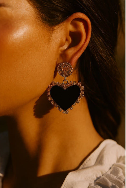 Golden Noir Hearts Earrings