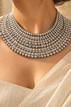 Silver Siren Rhinestone Collar Necklace