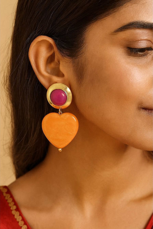 Poppy Heart Drop Earrings