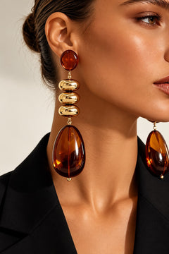 Amber Drop Statement Earrings
