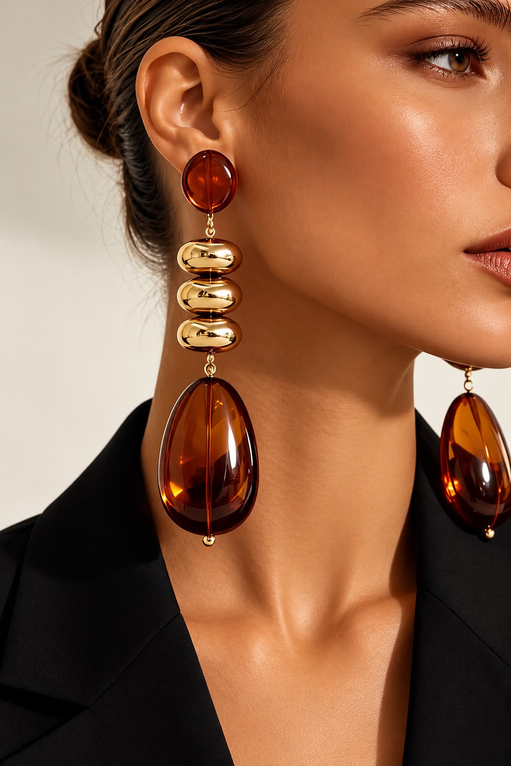 Amber Drop Statement Earrings