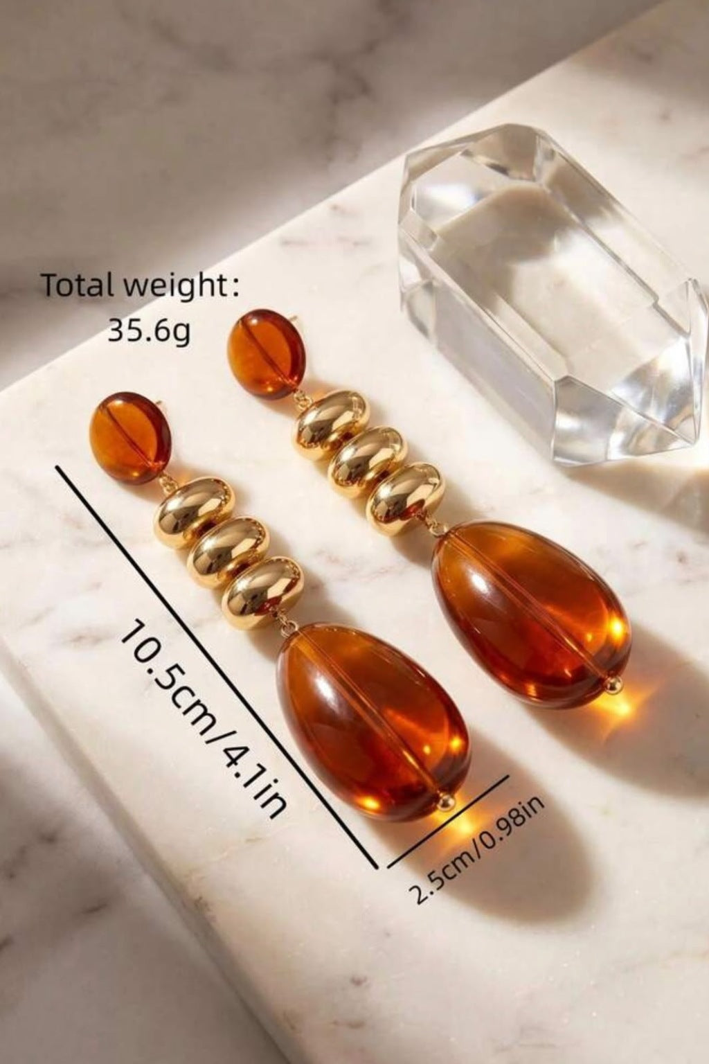 Amber Drop Statement Earrings
