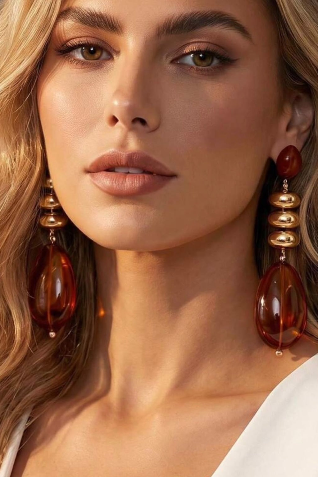 Amber Drop Statement Earrings