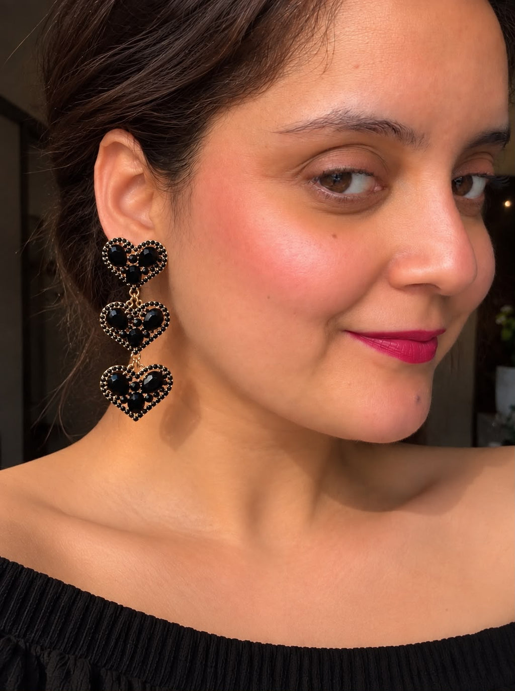 Black Heart Drop Earrings