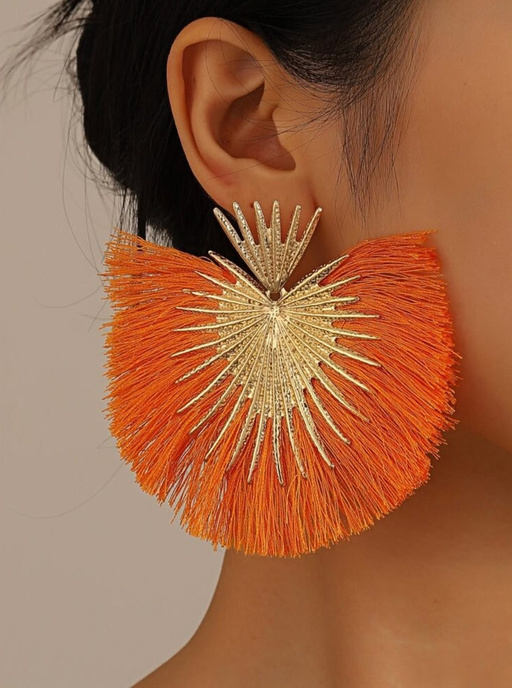 Orange and Gold Sunburst Earrings
