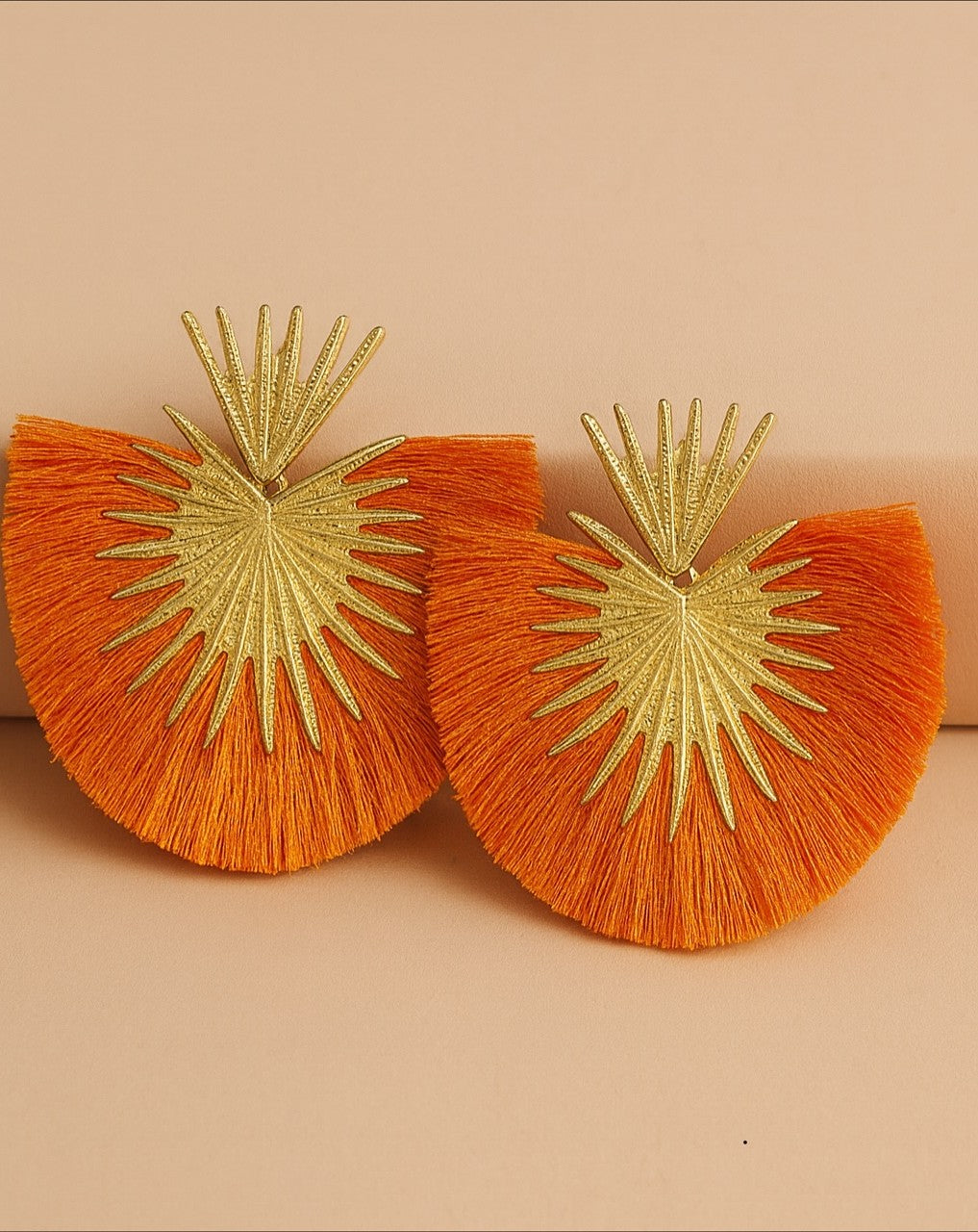Orange and Gold Sunburst Earrings