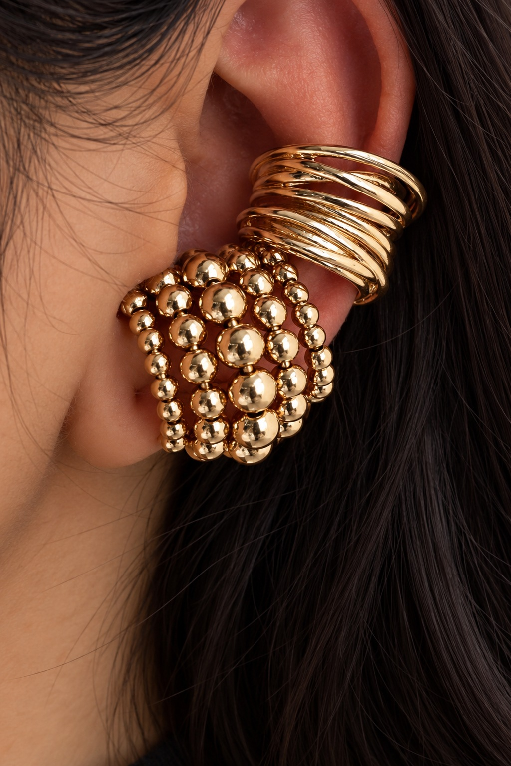 Golden Bubble Ear Cuff