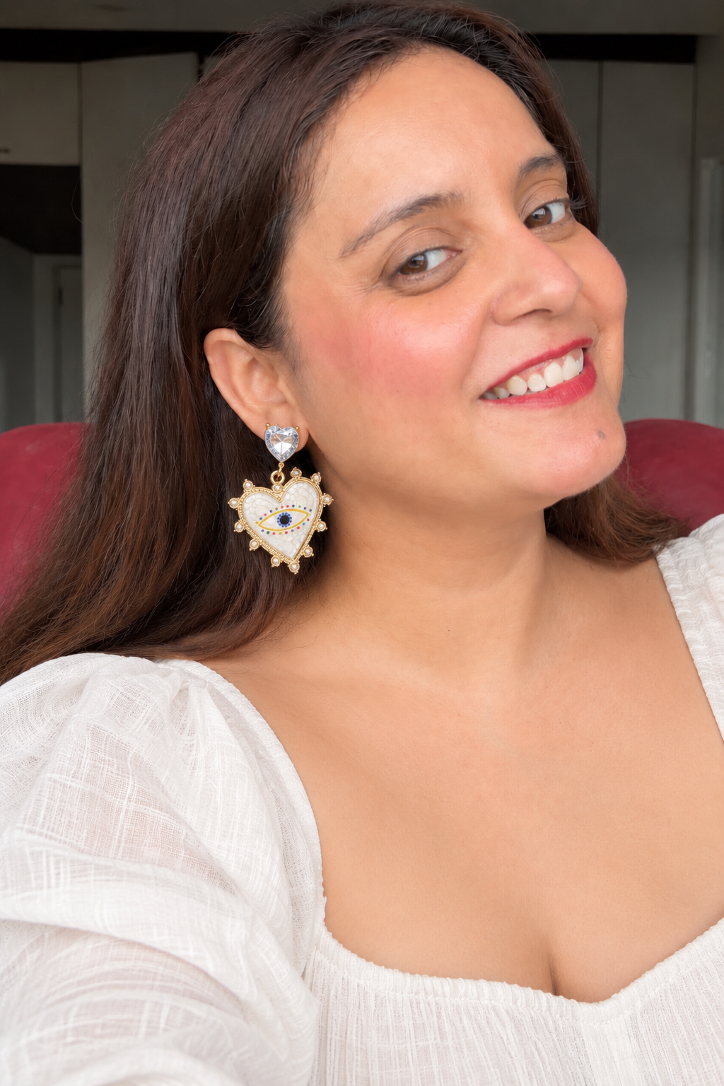 Heart Evil Eye Earrings