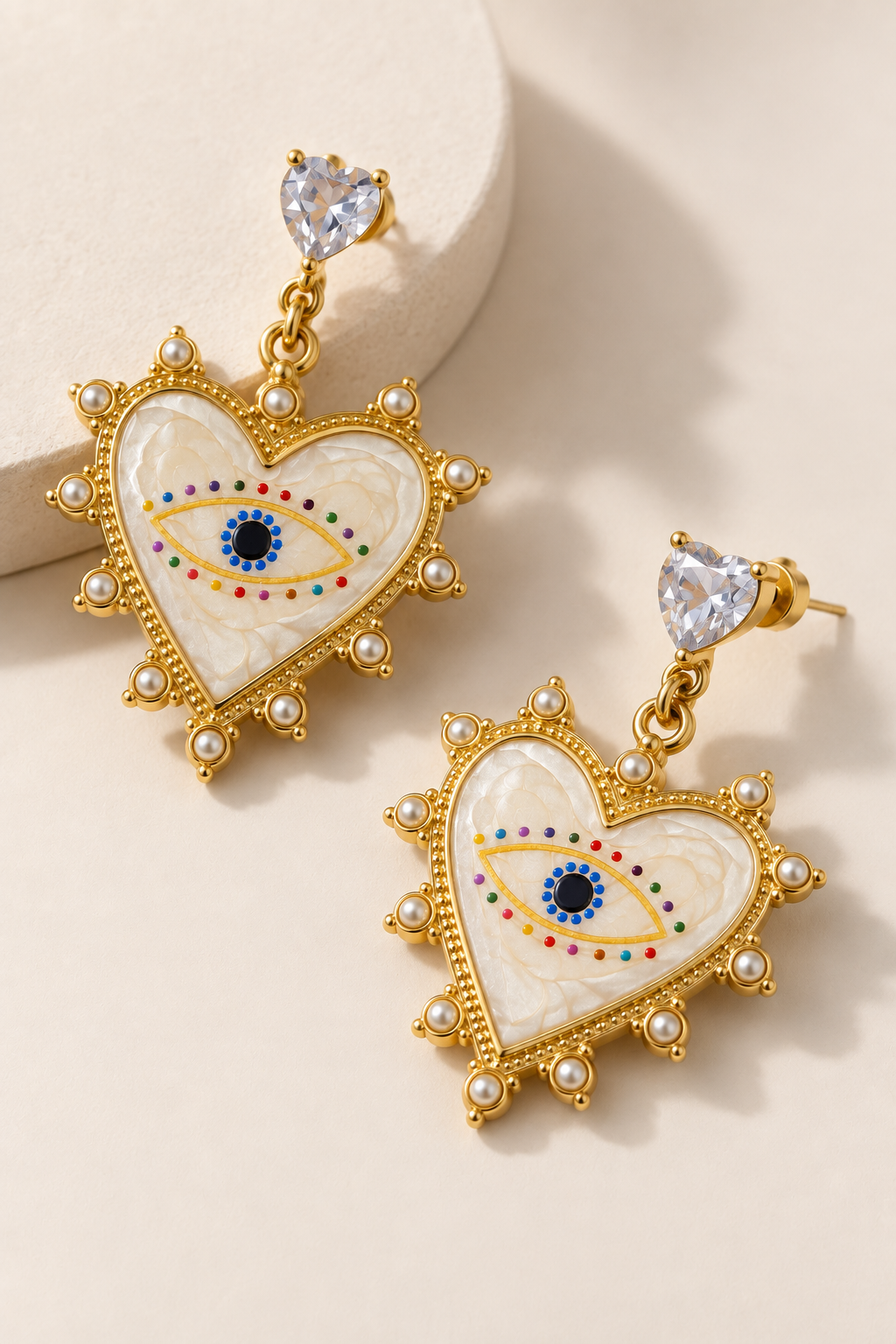 Heart Evil Eye Earrings