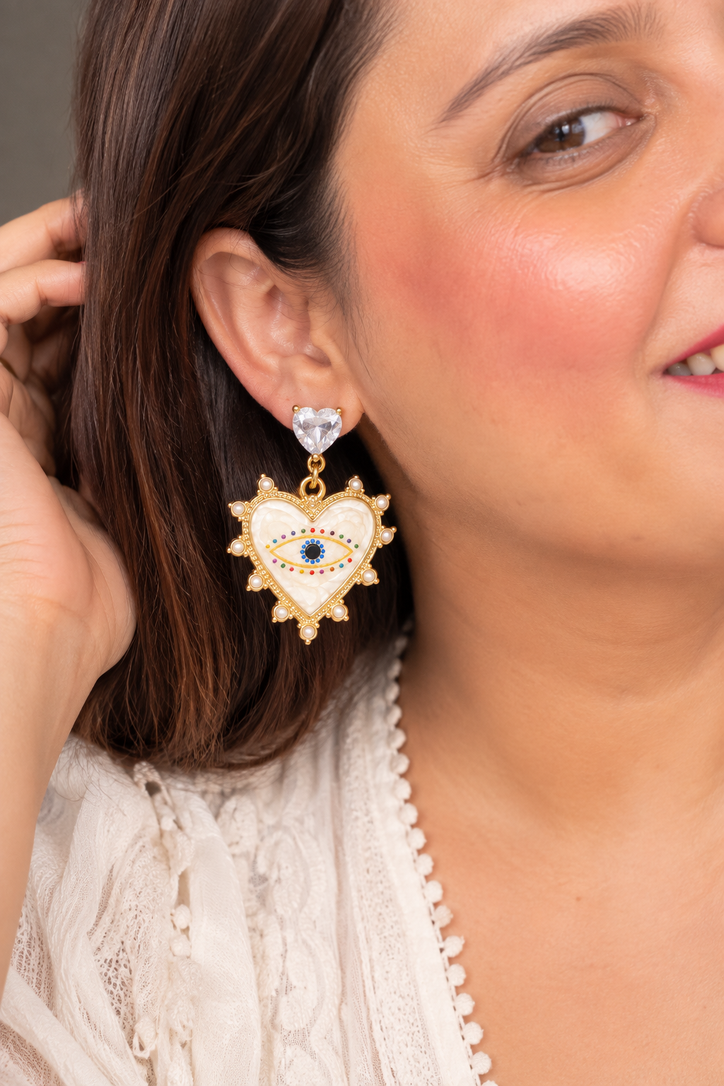 Heart Evil Eye Earrings