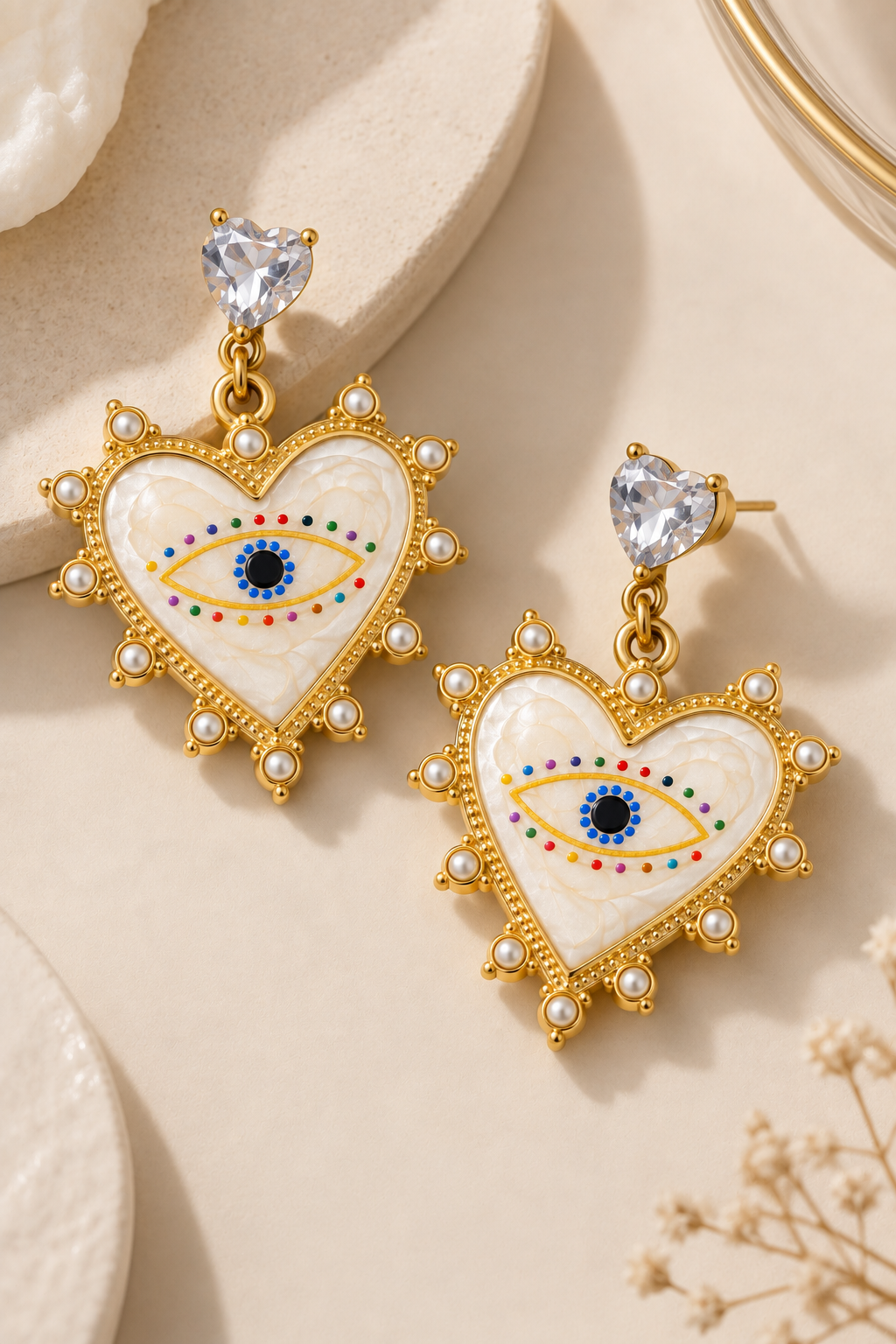 Heart Evil Eye Earrings