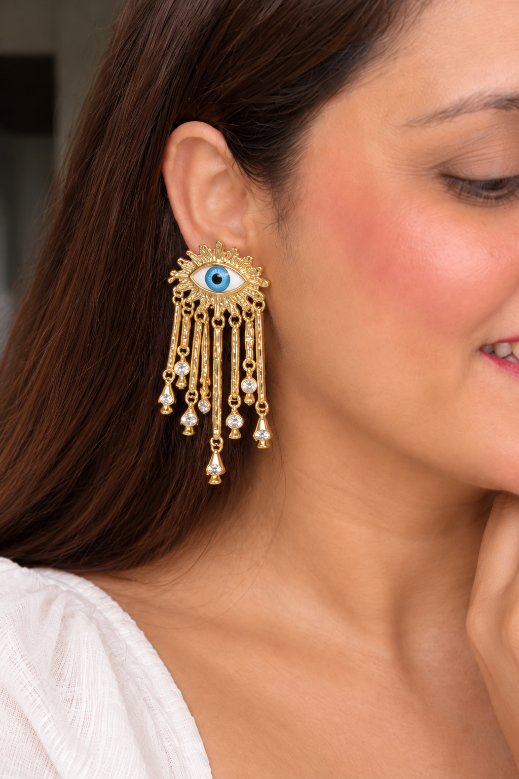 Evil Eye Tassle Earrings