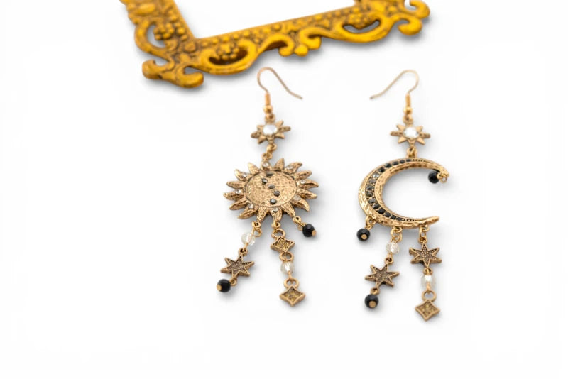 Sun Moon Charm Earrings