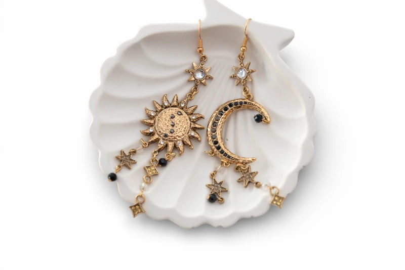 Sun Moon Charm Earrings