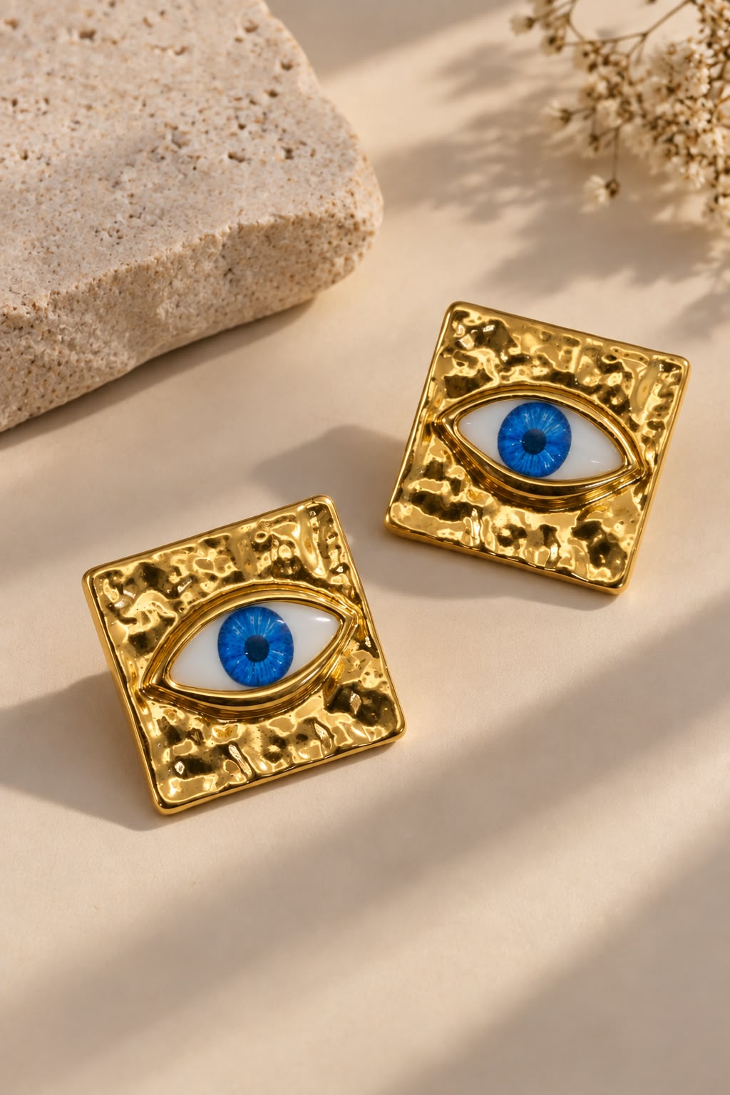 Evil Eye Square Earrings
