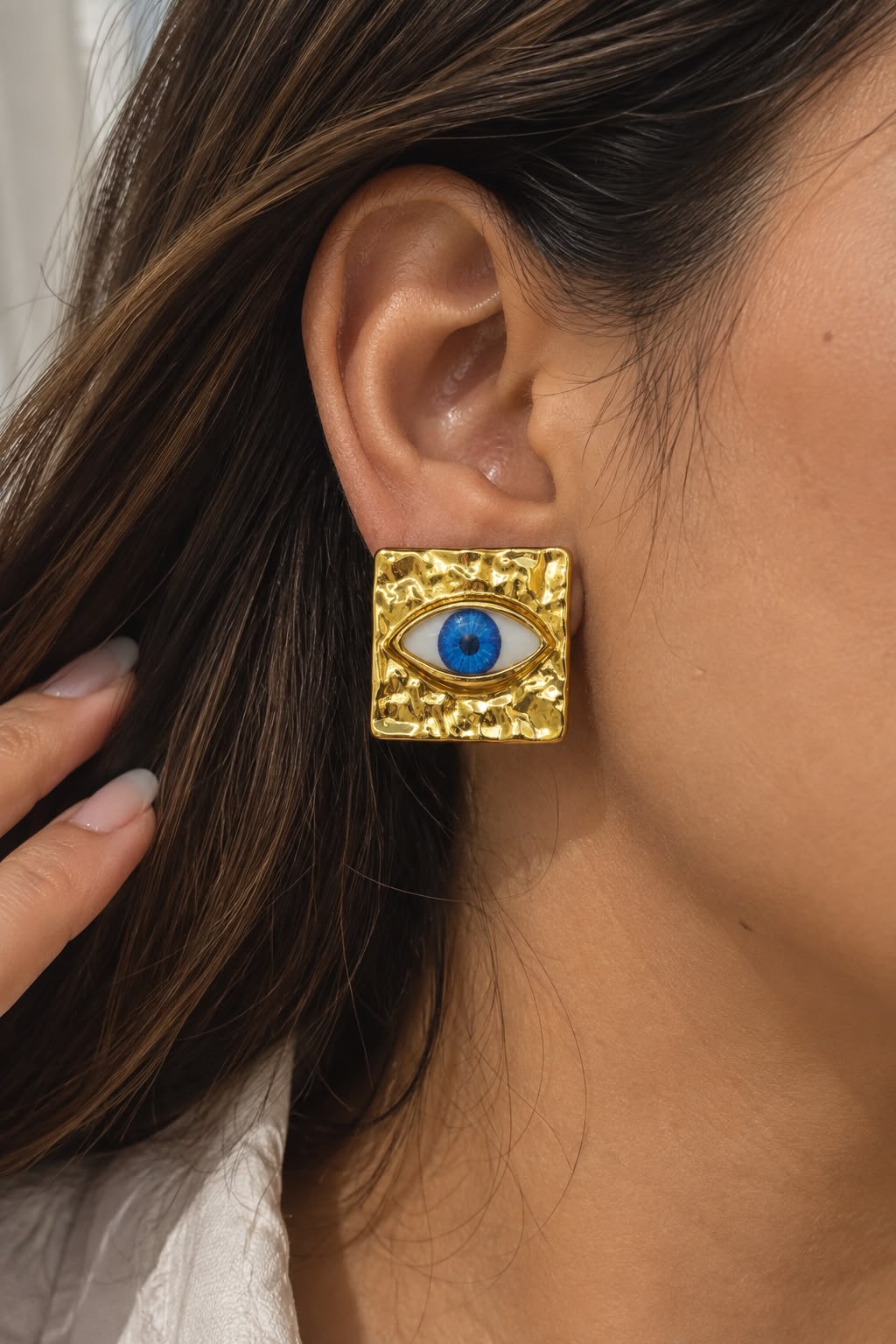 Evil Eye Square Earrings