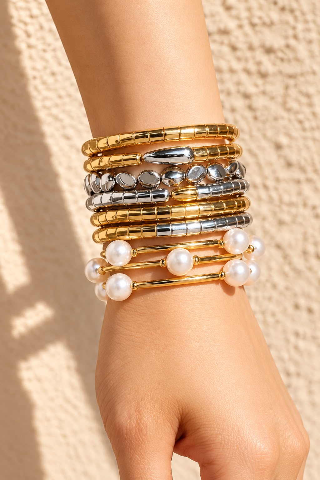 Gold and Silver Resin Bangles- Set of 9