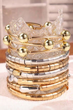 Gold and Silver Resin Bangles- Set of 9