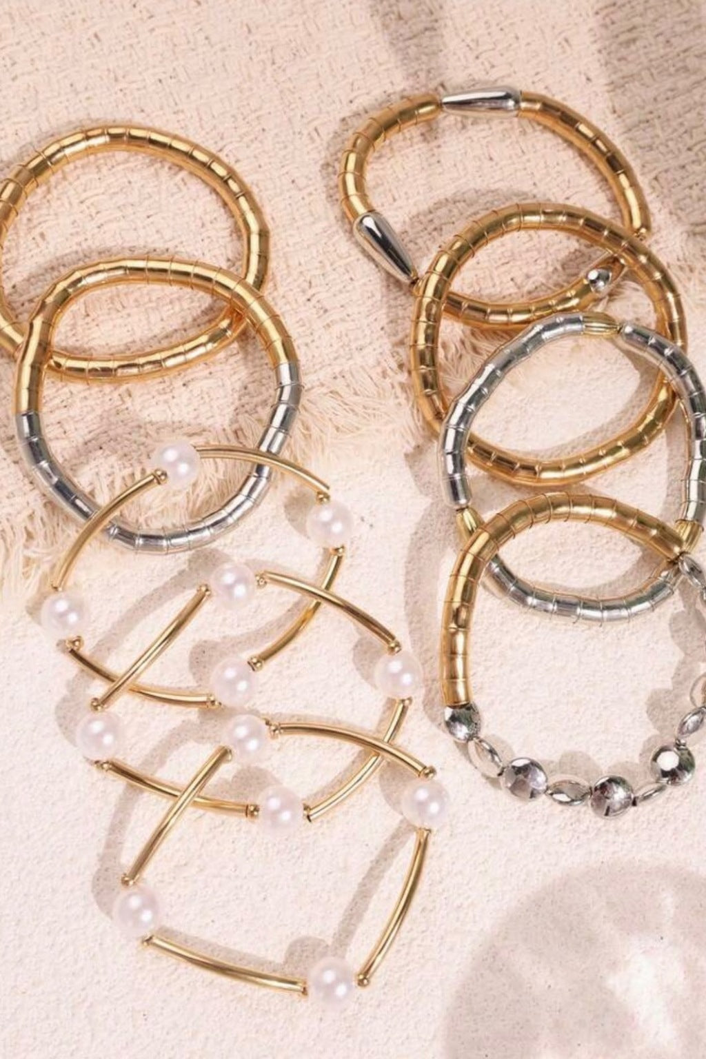 Gold and Silver Resin Bangles- Set of 9