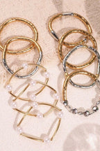 Gold and Silver Resin Bangles- Set of 9