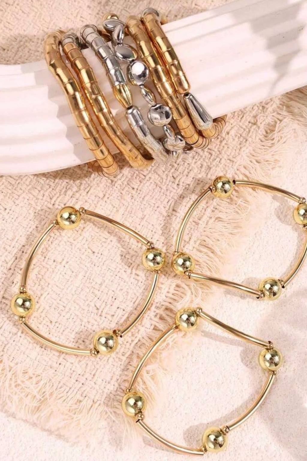 Gold and Silver Resin Bangles- Set of 9