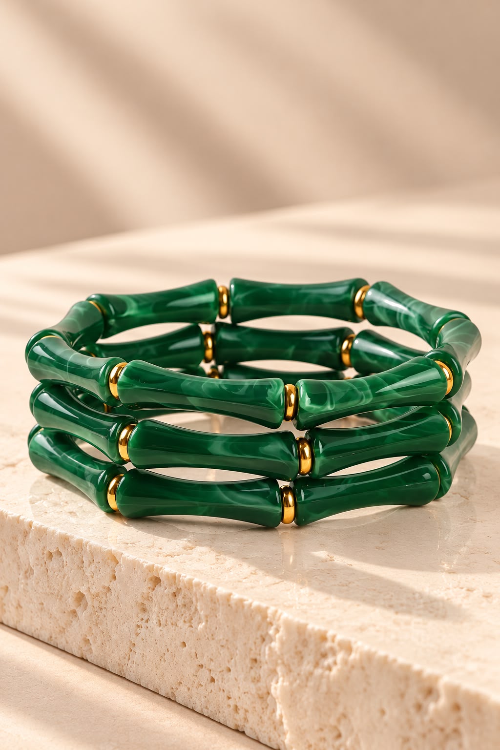Green Luxe Bracelet Stack- Set of 3
