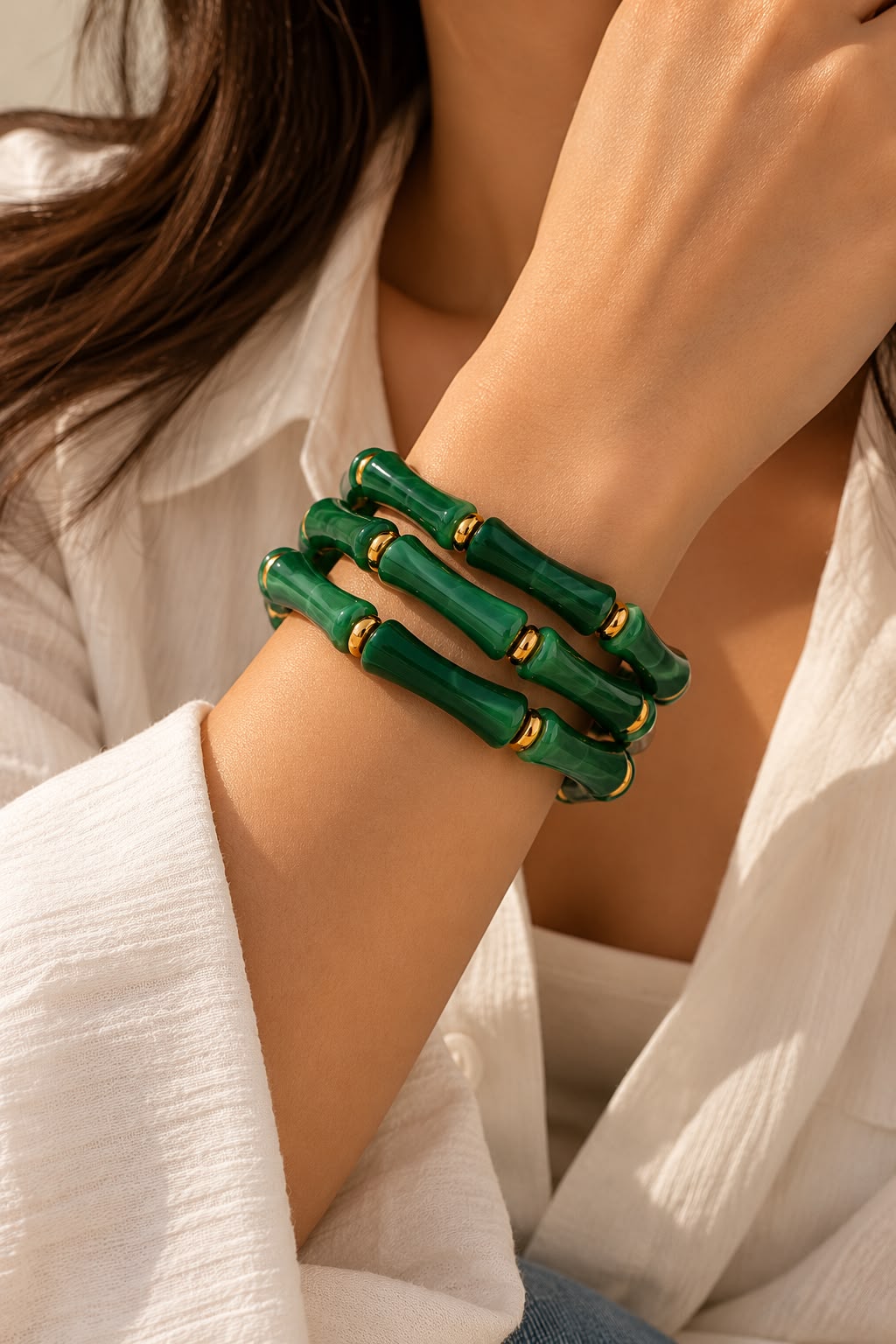 Green Luxe Bracelet Stack- Set of 3