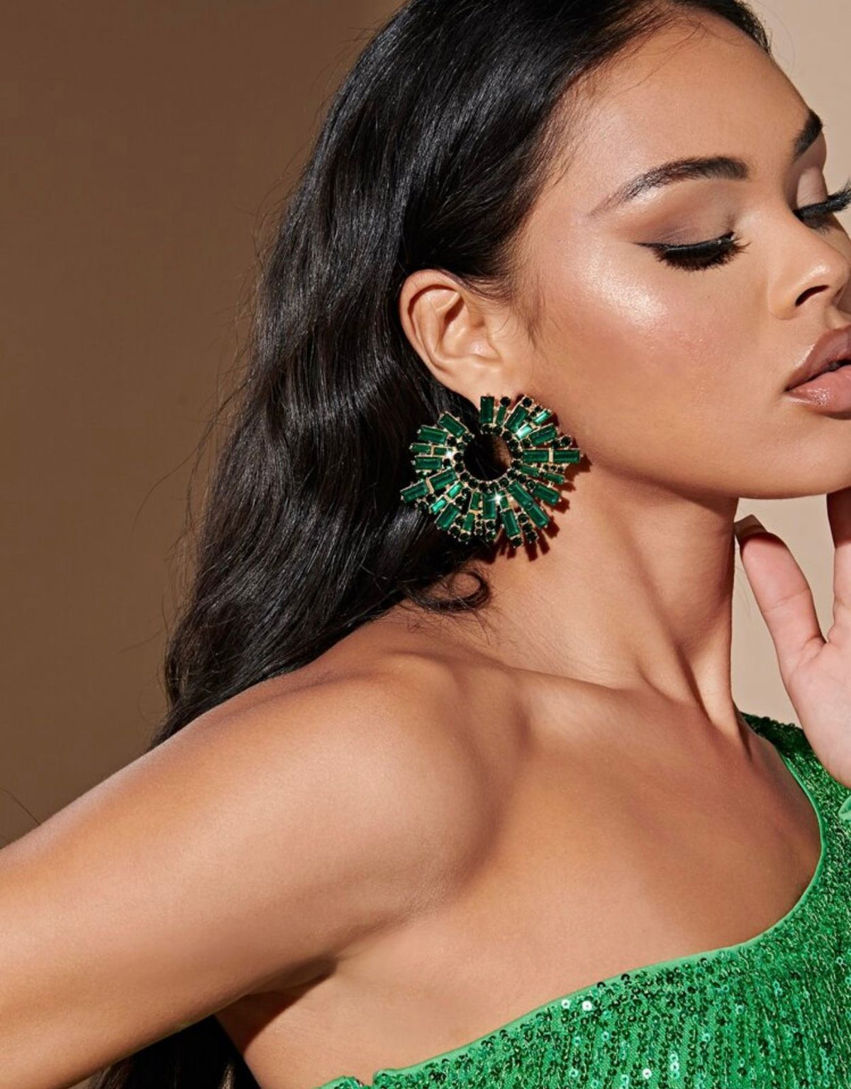 Green Curve Earrings