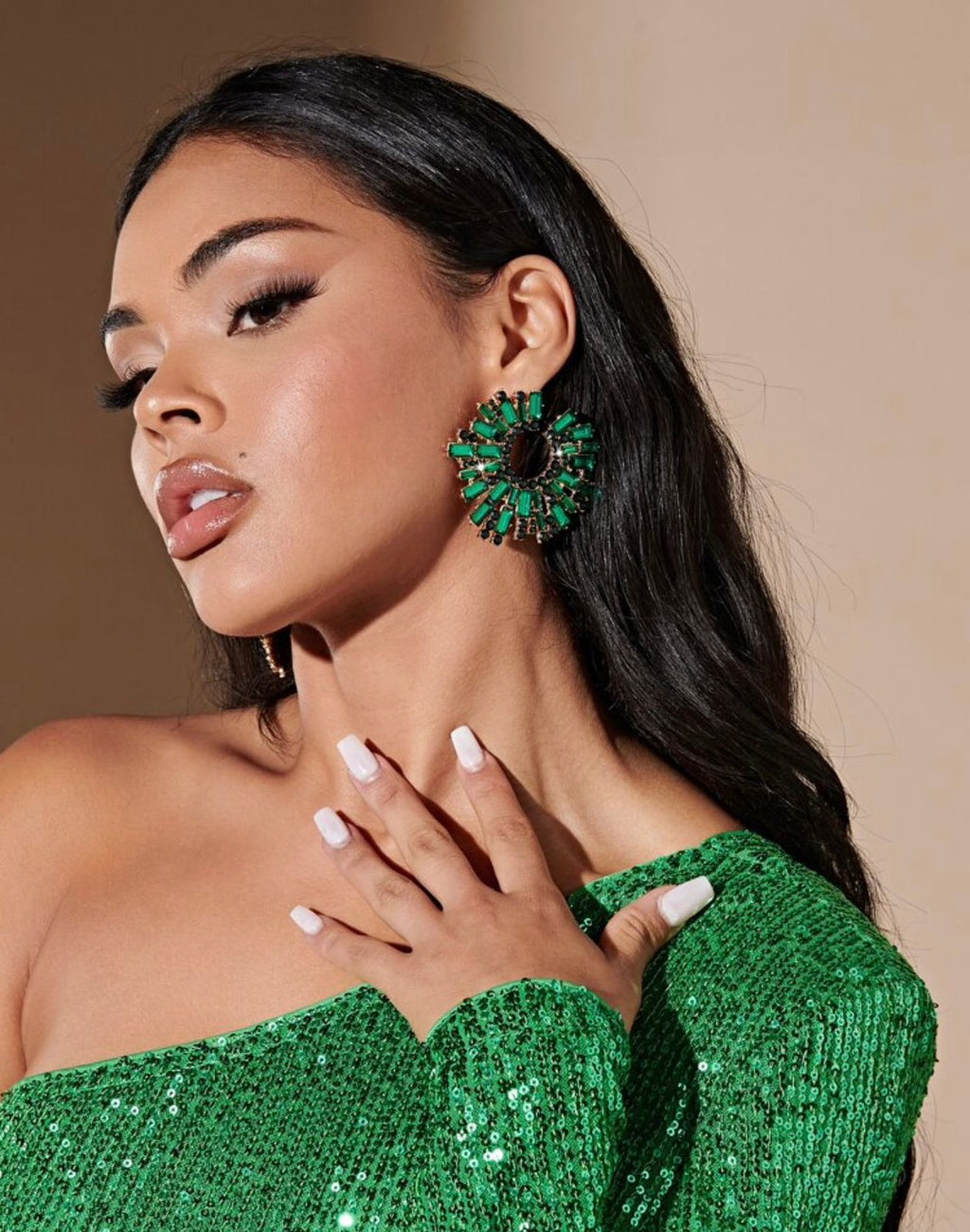 Green Curve Earrings