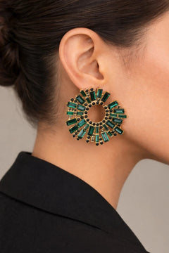 Green Curve Earrings