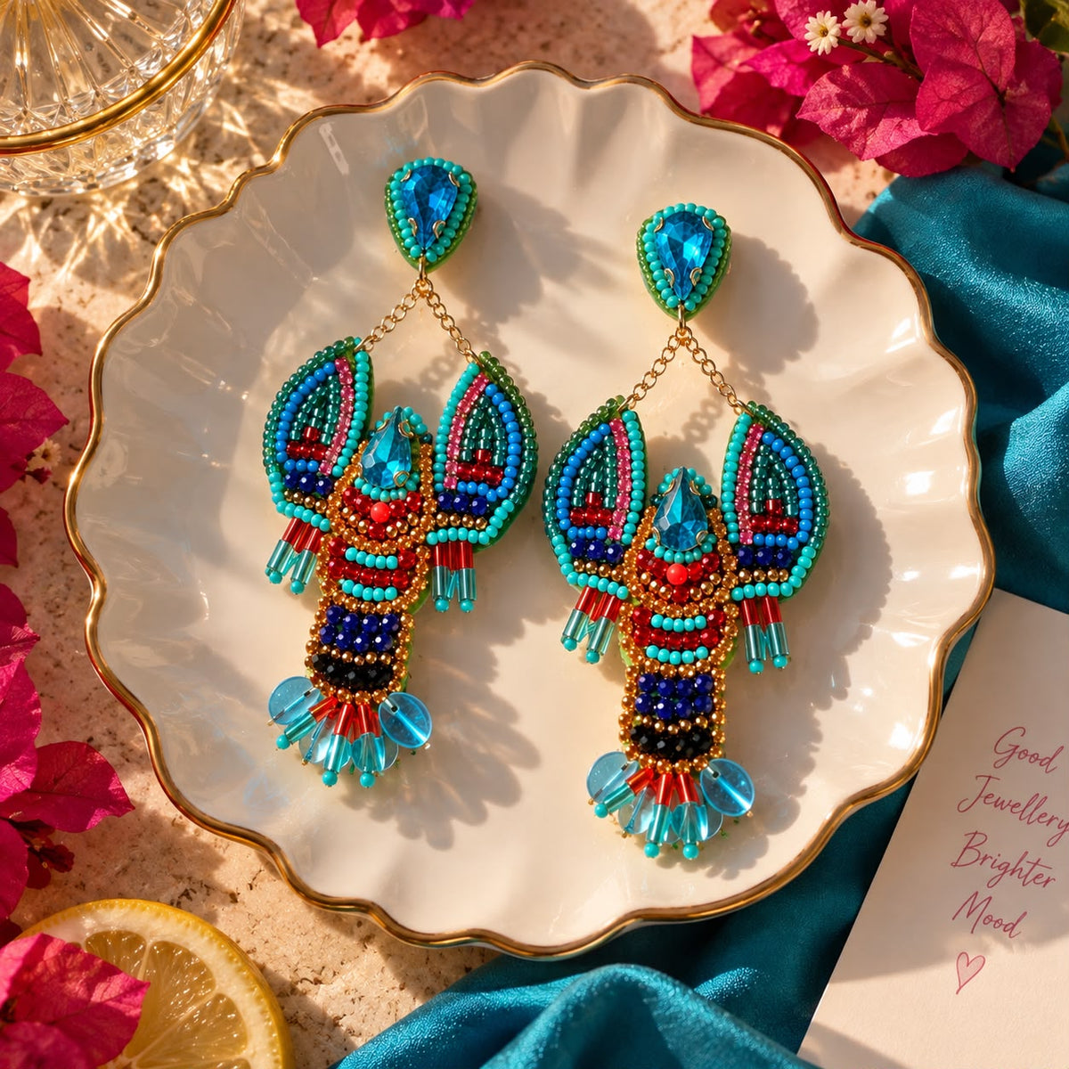 Blue Lobster Earrings