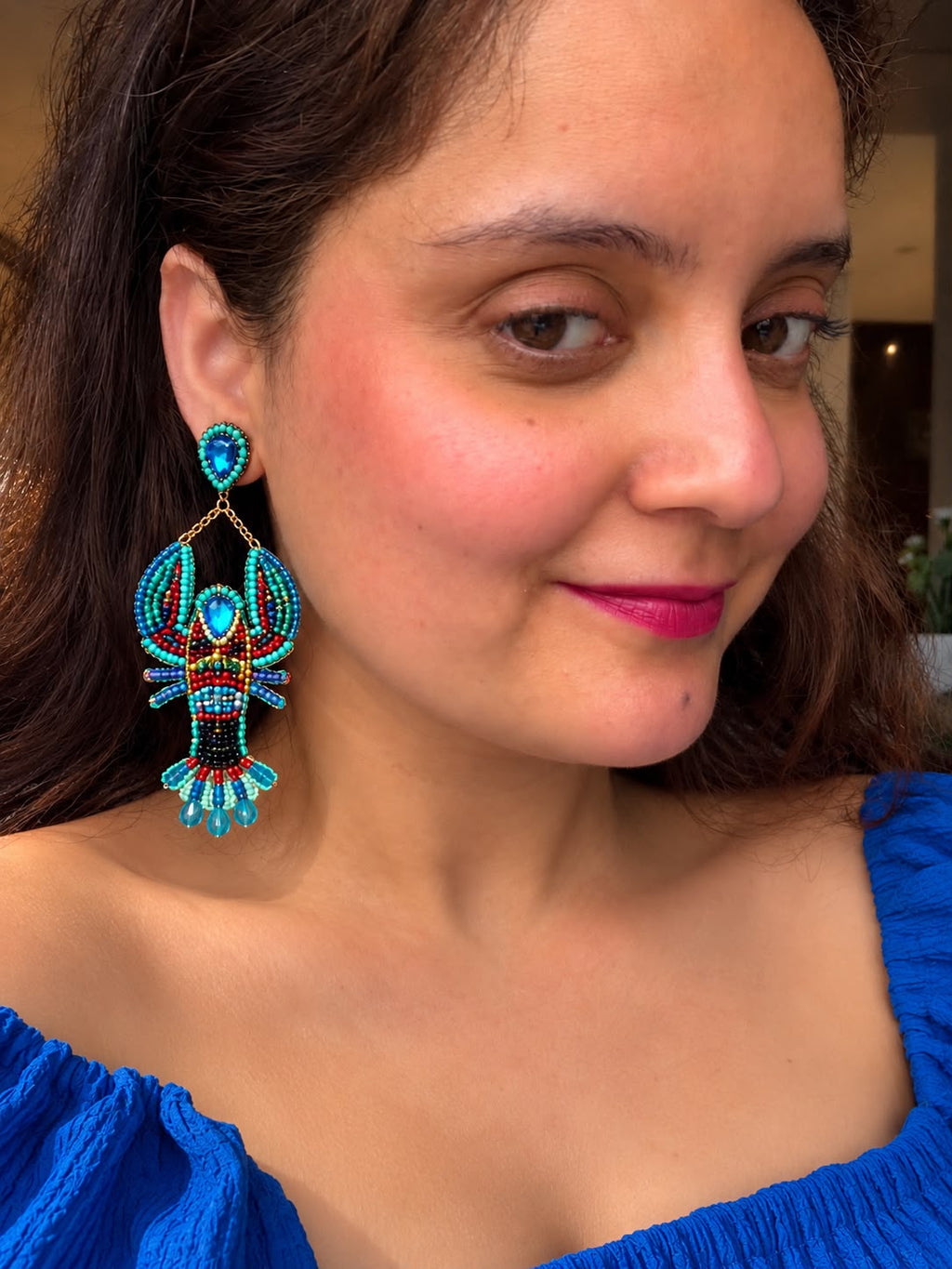 Blue Lobster Earrings