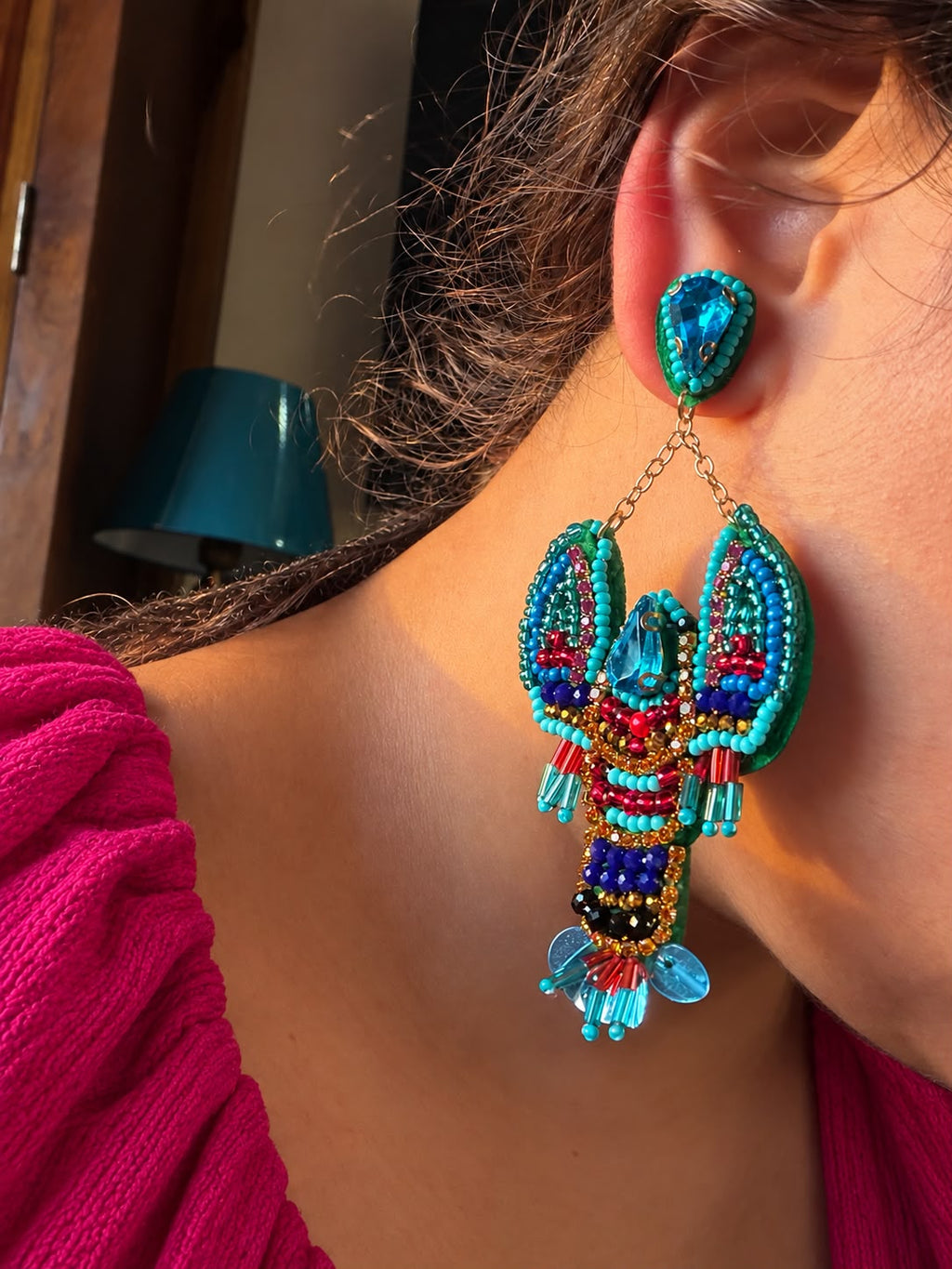 Blue Lobster Earrings