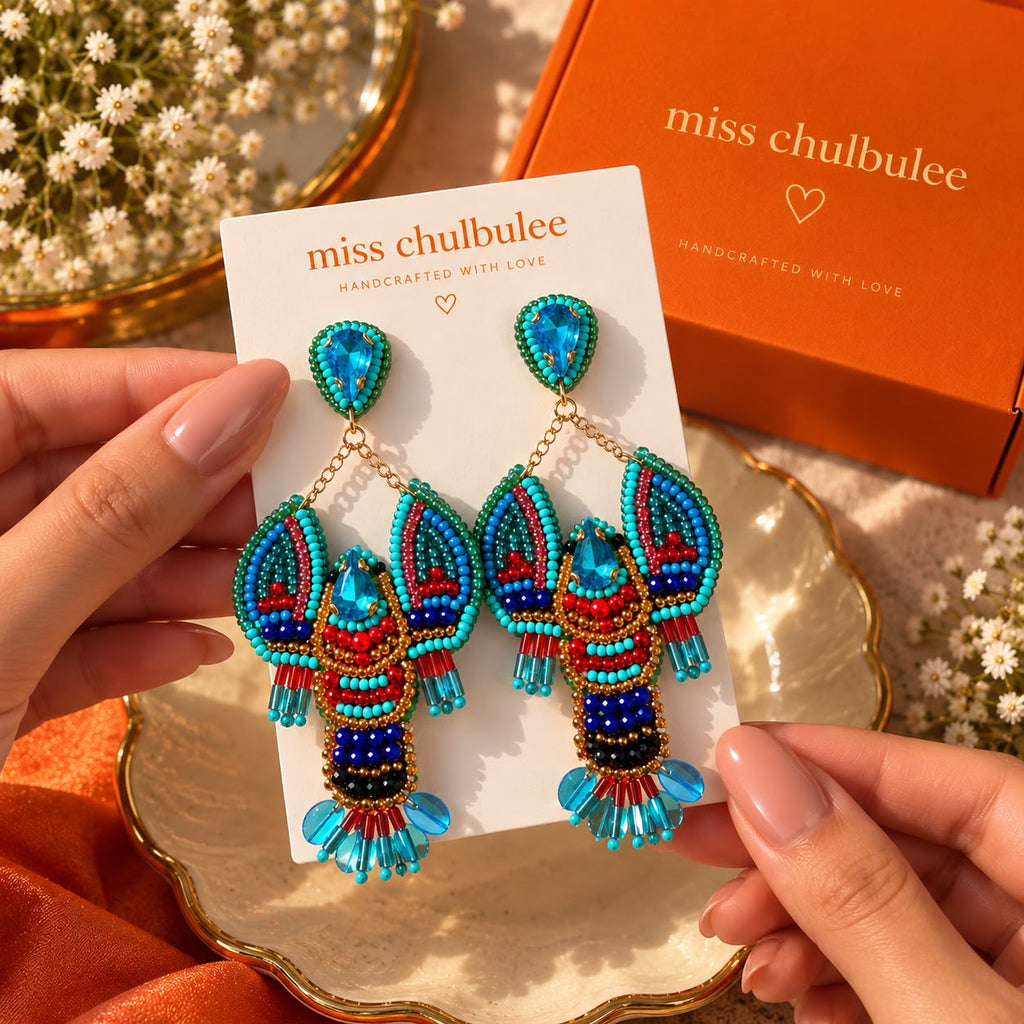 Blue Lobster Earrings
