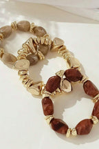Mocha Marble Resin Bracelet Stack – Set of 3