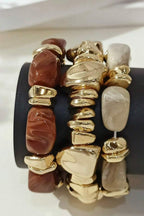 Mocha Marble Resin Bracelet Stack – Set of 3