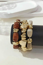 Mocha Marble Resin Bracelet Stack – Set of 3