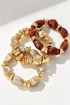 Mocha Marble Resin Bracelet Stack – Set of 3