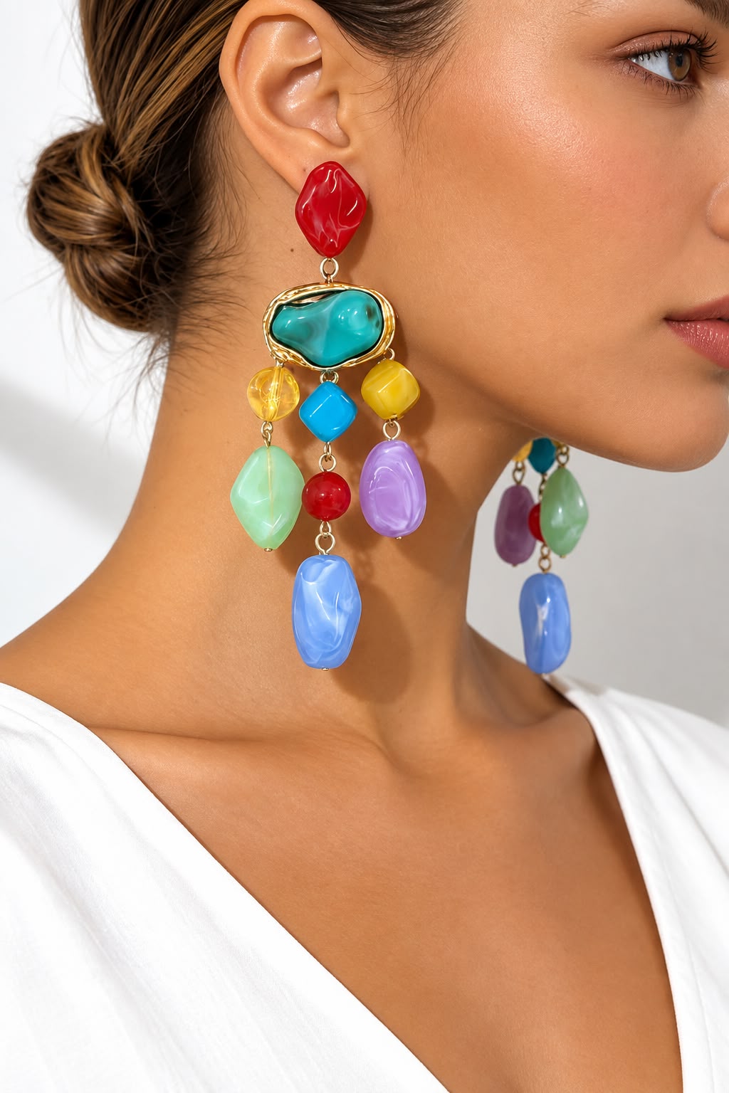Multi Stone Drop Earrings