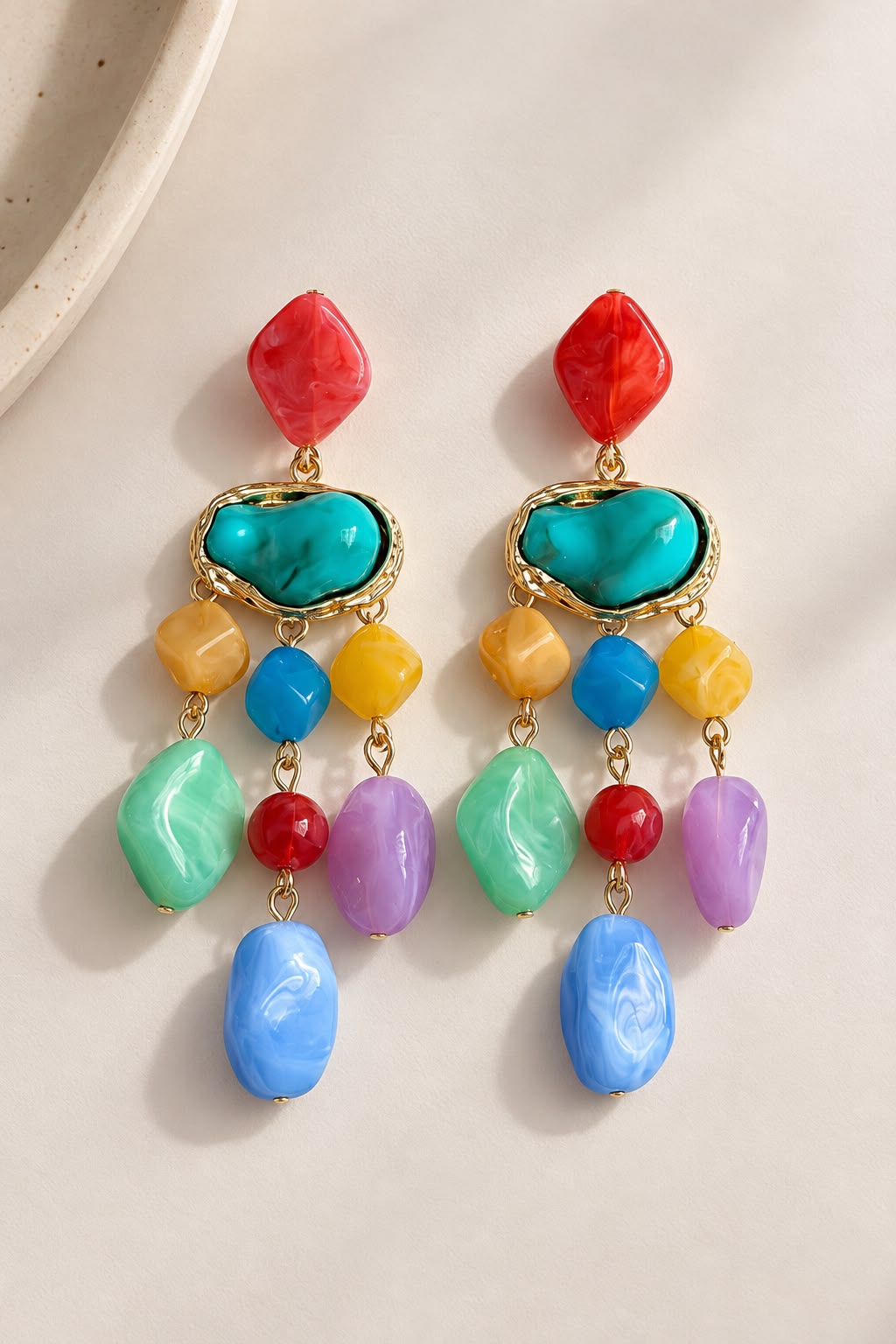 Multi Stone Drop Earrings