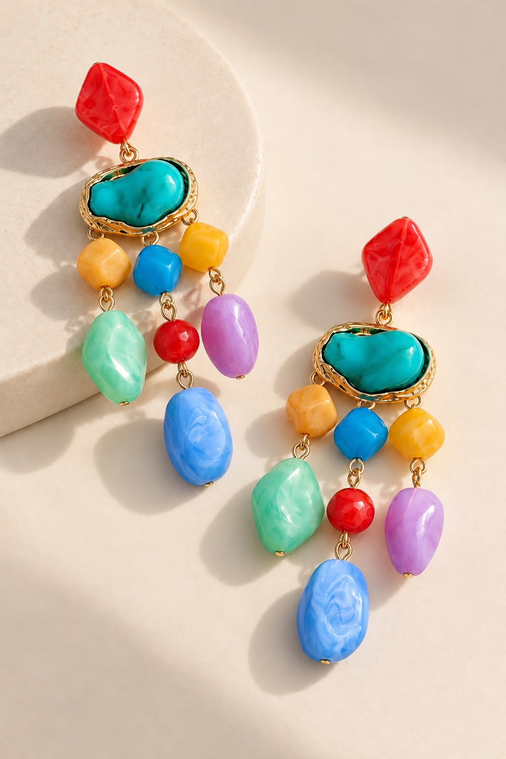 Multi Stone Drop Earrings