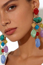 Multi Stone Drop Earrings