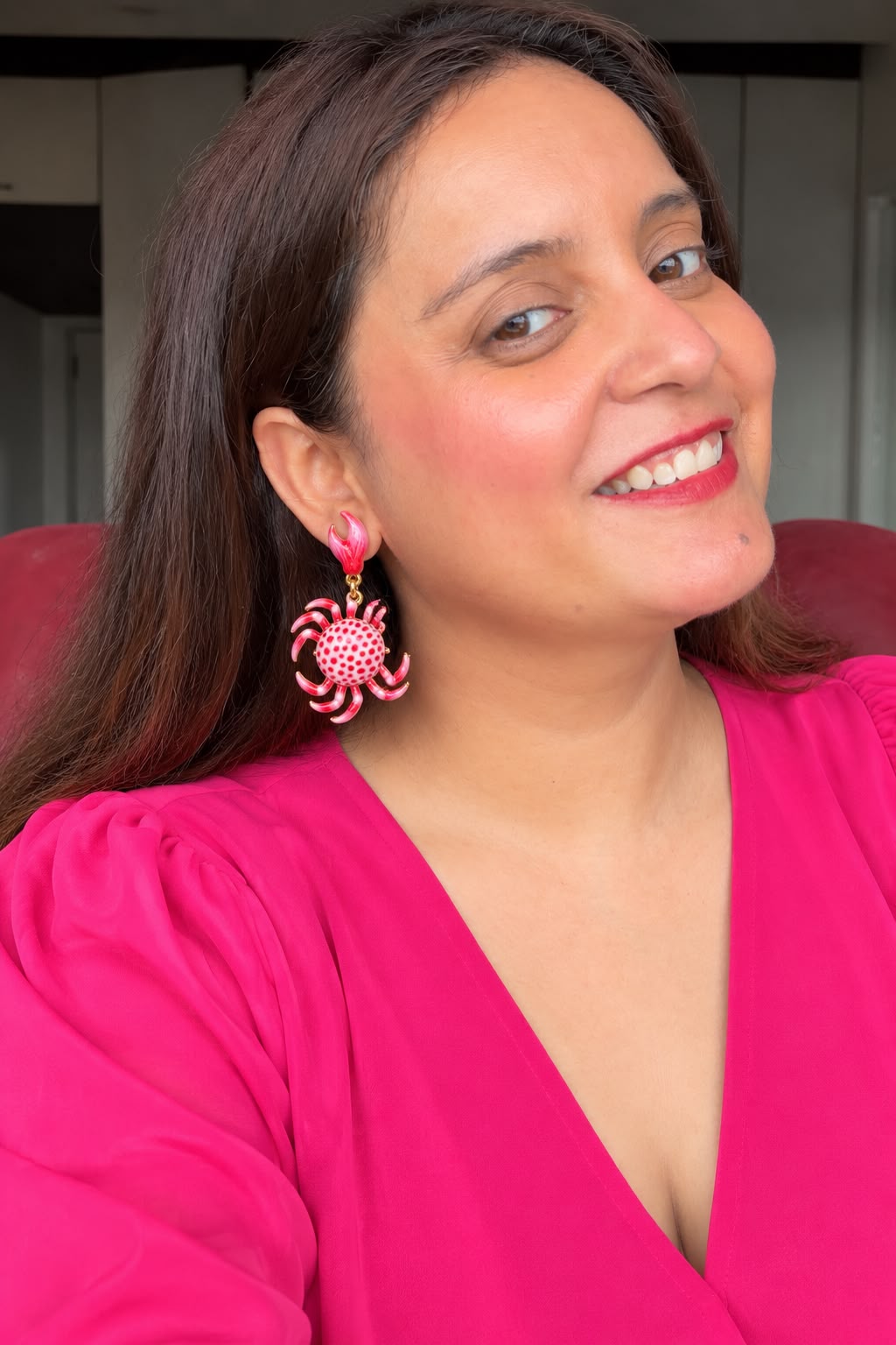 Pink Crab Earrings