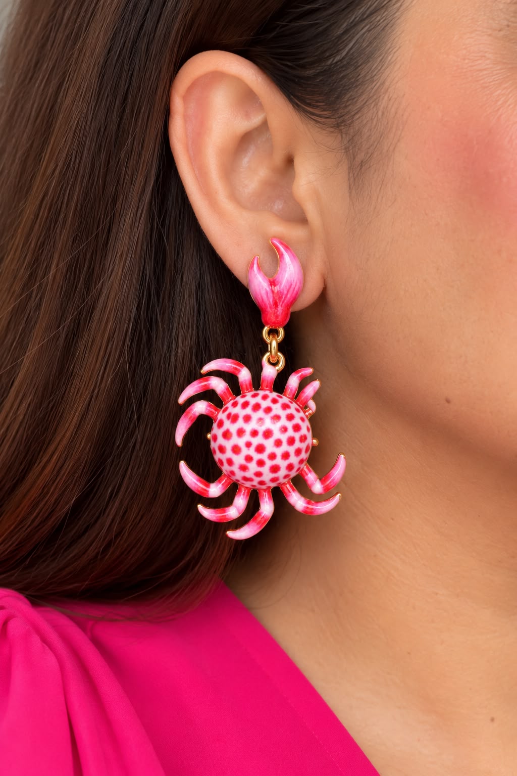 Pink Crab Earrings