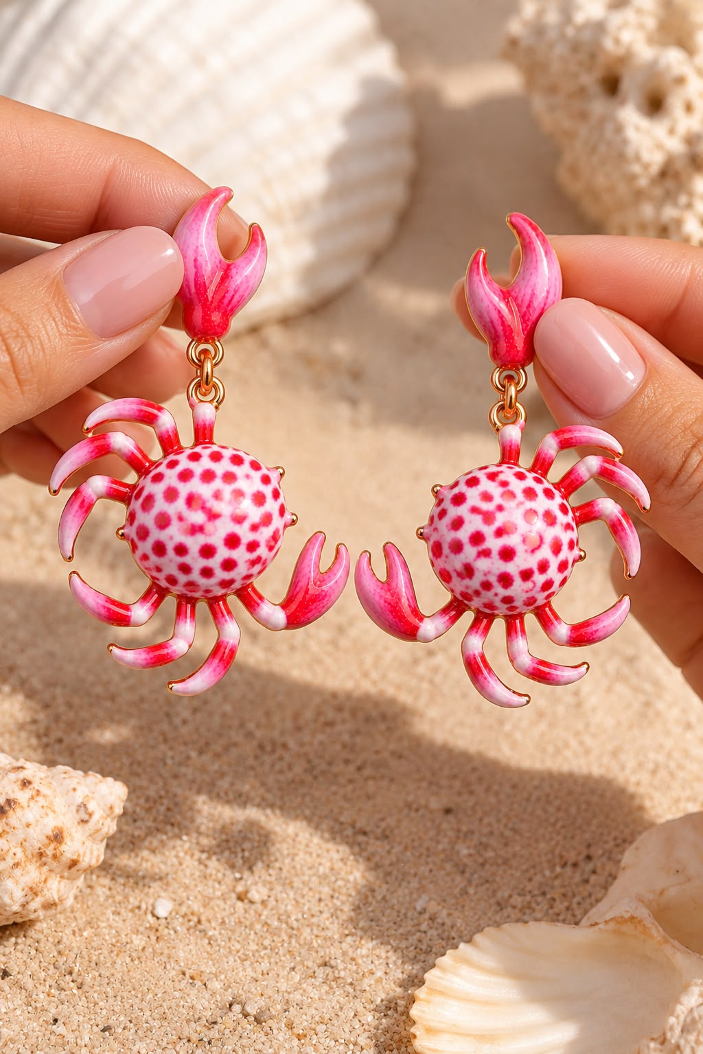 Pink Crab Earrings