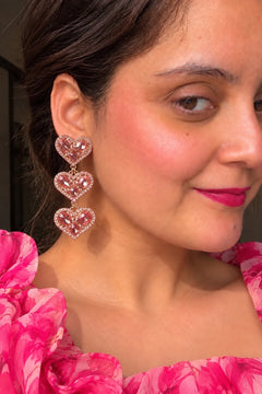 Pink Heart Drop Earrings