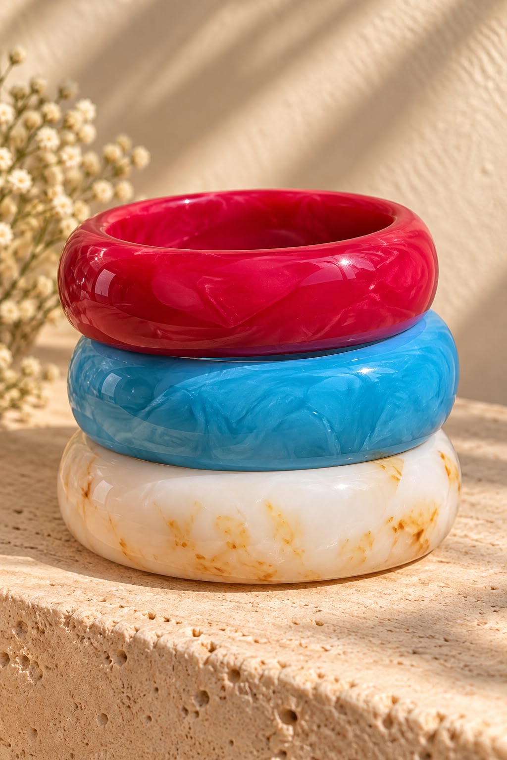 Pop Swirl Resin Bangles – Set of 3