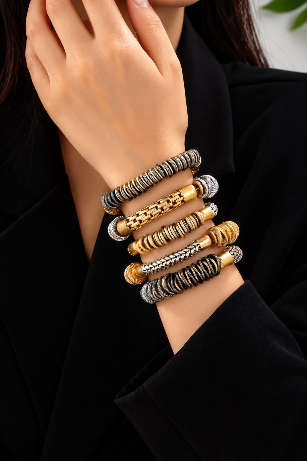 Retro Spiral Resin Bracelet Stack- Set of 5
